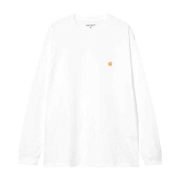 Carhartt Wip L/S Chase T-Shirt Manches Longues - White / Gold - Streetart.fr